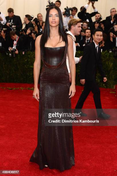 Model Adriana Lima attends the "Charles James: Beyond Fashion" Costume Institute Gala at the Metropolitan Museum of Art on May 5, 2014 in New York...