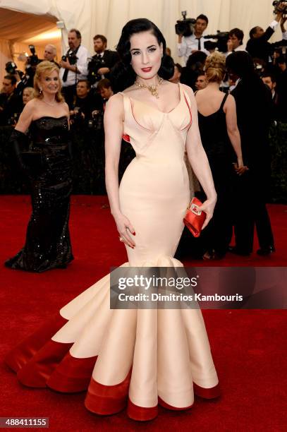 Dita Von Teese attends the "Charles James: Beyond Fashion" Costume Institute Gala at the Metropolitan Museum of Art on May 5, 2014 in New York City.