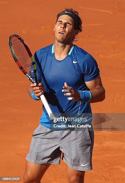 Rafael Nadal of Spain reacts after missing a point against Nicolas Almagro of Spain during the ATP Tour Open Banc Sabadell Barcelona 2014, 62nd...