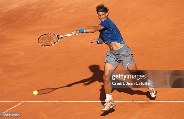 Rafael Nadal of Spain in action against Nicolas Almagro of Spain during the ATP Tour Open Banc Sabadell Barcelona 2014, 62nd Trofeo Conde de Godo at...