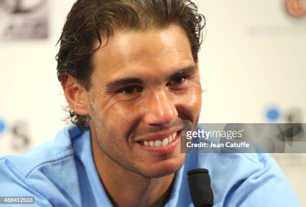 Rafael Nadal of Spain answers to the media after losing against Nicolas Almagro of Spain during the ATP Tour Open Banc Sabadell Barcelona 2014, 62nd...