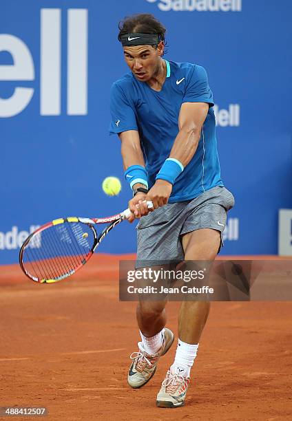 Rafael Nadal of Spain in action against Ivan Dodig of Croatia during day four of the ATP Tour Open Banc Sabadell Barcelona 2014, 62nd Trofeo Conde de...