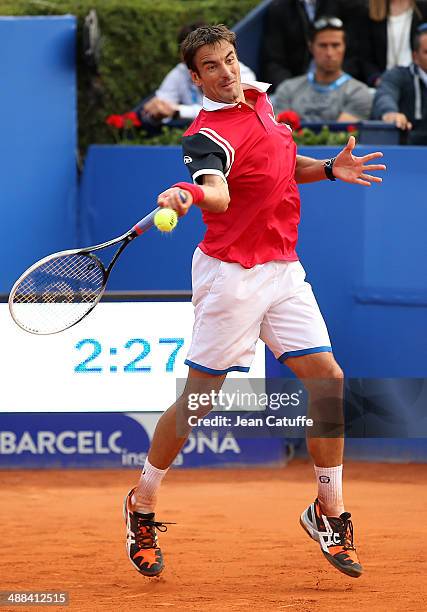 Tommy Robredo of Spain in action against Marin Cilic of Croatia during day four of the ATP Tour Open Banc Sabadell Barcelona 2014, 62nd Trofeo Conde...