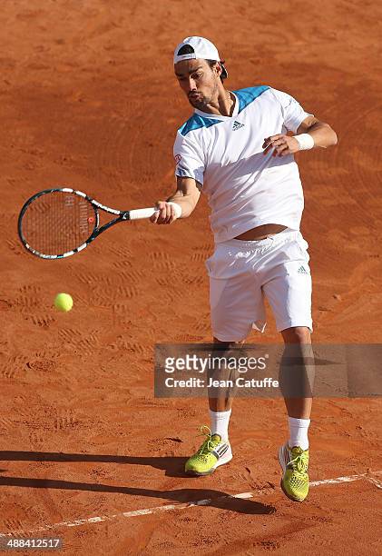 Fabio Fognini of Italy competes in doubles during the ATP Tour Open Banc Sabadell Barcelona 2014, 62nd Trofeo Conde de Godo at Real Club de Tenis...