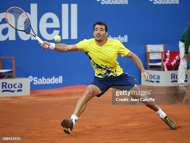 Ivan Dodig of Croatia in action against Rafael Nadal of Spain during day four of the ATP Tour Open Banc Sabadell Barcelona 2014, 62nd Trofeo Conde de...