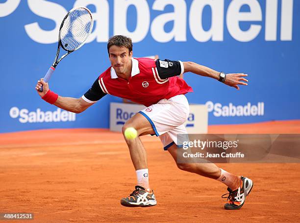 Tommy Robredo of Spain in action against Marin Cilic of Croatia during day four of the ATP Tour Open Banc Sabadell Barcelona 2014, 62nd Trofeo Conde...