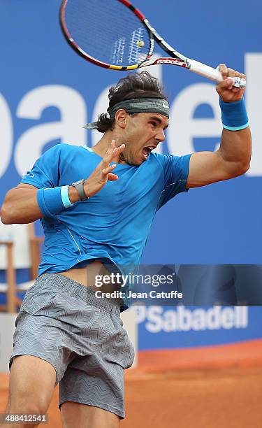 Rafael Nadal of Spain in action against Ivan Dodig of Croatia during day four of the ATP Tour Open Banc Sabadell Barcelona 2014, 62nd Trofeo Conde de...