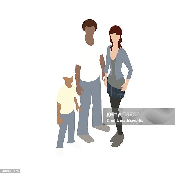 ilustraciones, imágenes clip art, dibujos animados e iconos de stock de interracial familia ilustración - de descendencia mixta