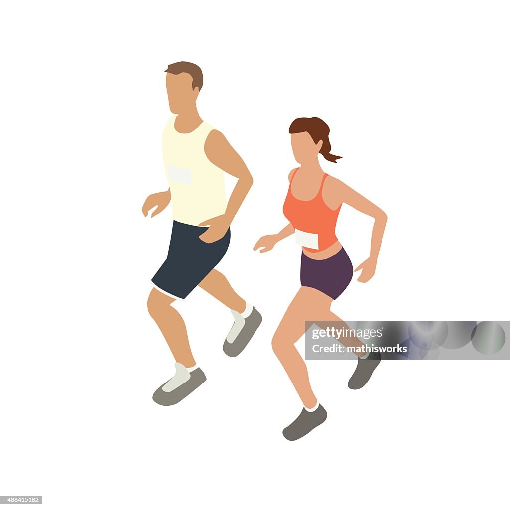 Jogging couple illustration