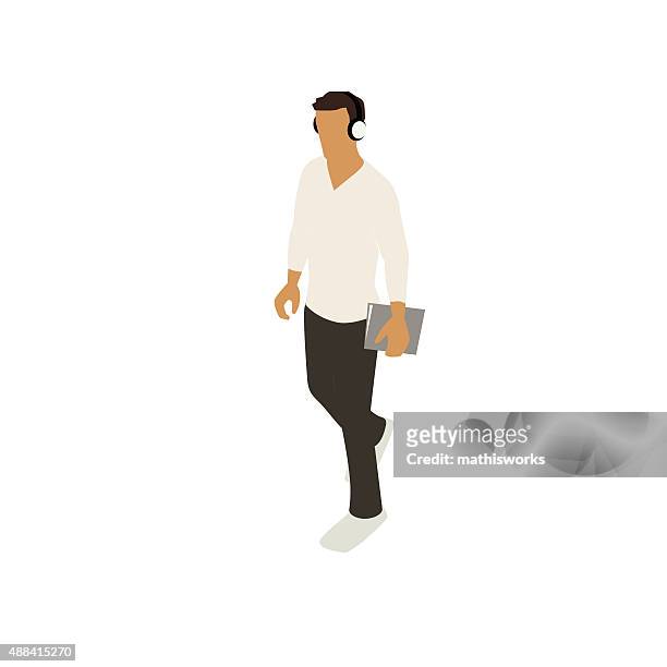 man walking with notebook illustration - flat shoe stock illustrations