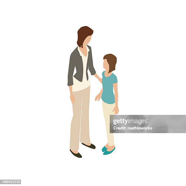 mother daughter illustration - pre adolescent child stock illustrations