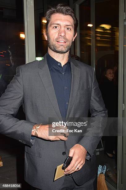 Rugby player Pierre Rabadan attends 'Diner Sensoriel' hosted by Maille at Jardin du Pont Neuf on September 15, 2015 in Paris, France.