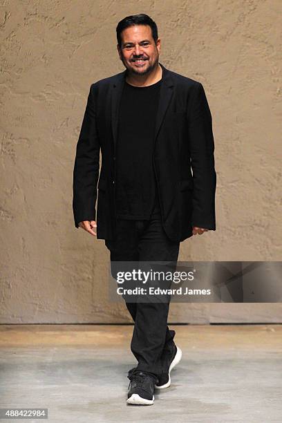 Designer Narciso Rodriguez walks the runway during the Narciso Rodriguez Spring/Summer 2016 fashion show at SIR Stage37 on September 15, 2015 in New...