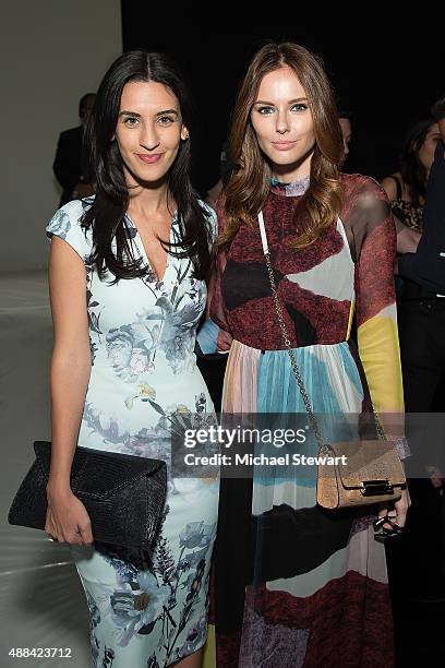 Natalie Zfat and Alyssa Campanella attend the Badgley Mischka fashion show during Spring 2016 New York Fashion Week at The Arc, Skylight at Moynihan...