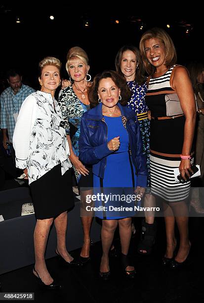 Leba Sedaka, Ivana Trump, Nikki Haskell, Martha Kramer and Hoda Kotb attend Dennis Basso Front Row & Backstage Spring 2016 New York Fashion Week: The...