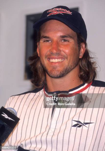 Athlete Patrick Rafter attends the 1998 U.S. Open Kick-Off Event on August 24, 1998 at Reebok Sports Club in New York City.