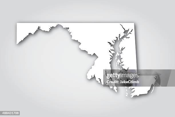 maryland silhouette white - maryland us state stock illustrations