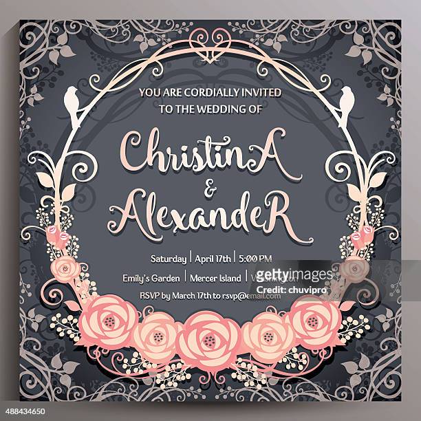 ilustraciones, imágenes clip art, dibujos animados e iconos de stock de invitación de boda. tarjeta floral square 14.5 cm - paloma blanca