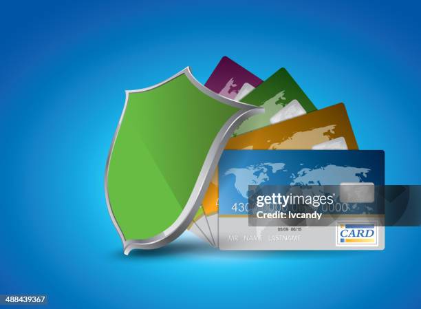credit card security - emblem credit card payment stock illustrations