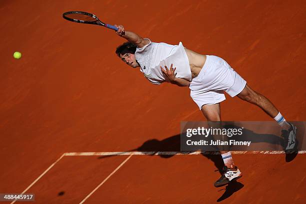 Albert Ramos of Spain in action against David Ferrer of Spain during day four of the Mutua Madrid Open tennis tournament at the Caja Magica on May 6,...