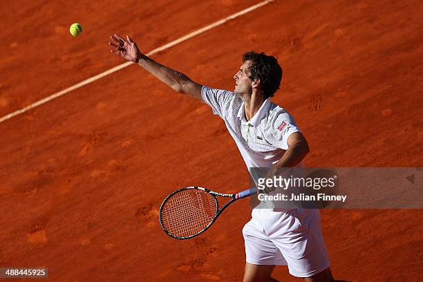 Albert Ramos of Spain in action against David Ferrer of Spain during day four of the Mutua Madrid Open tennis tournament at the Caja Magica on May 6,...