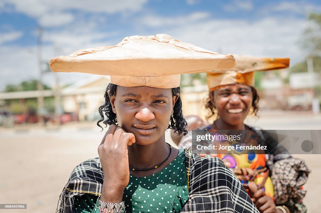 Two Herero women with traditional attires...