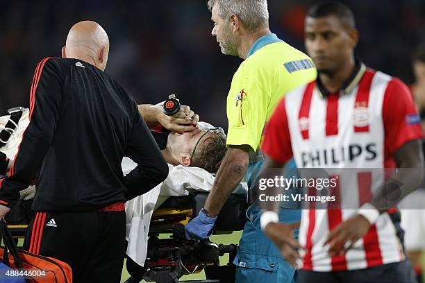 Luke Shaw of Manchester United FC during the UEFA Champions League group B match between PSV Eindhoven and Manchester United on September 15, 2015 at...