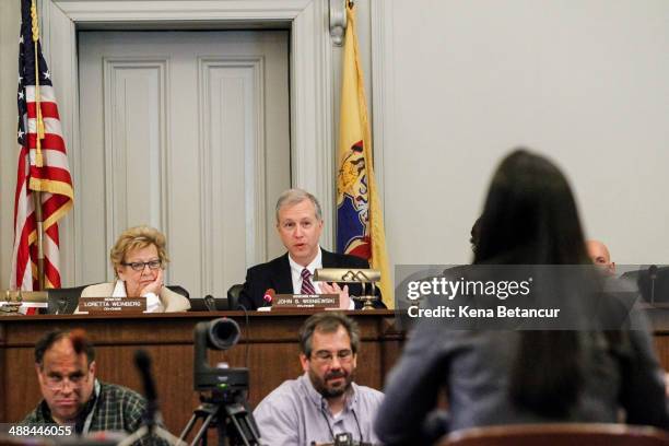 New Jersey state Senators Loretta Weinberg and John Wiesniewsk question Christina Renna, former aide to Gov. Chris Christie, during her testimony at...