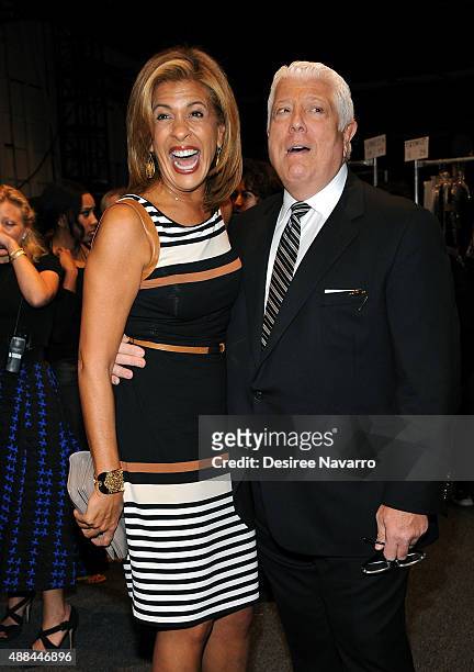 Hoda Kotb and designer Dennis Basso attend Dennis Basso Front Row & Backstage Spring 2016 New York Fashion Week: The Shows at The Arc, Skylight at...
