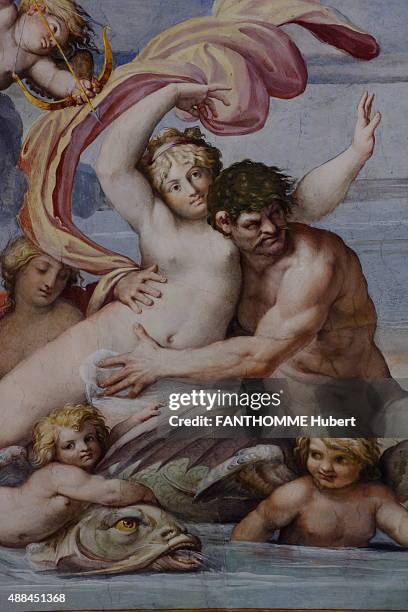 In Rome at the Palace Farnese which is also the french Embassy, restoration of the Gallery painted by the brothers Carrache. On August 27, 2015.A...