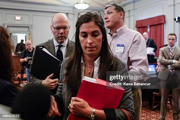 Former aide to New Jersey Gov. Chris Christie, Christina Renna leaves after testifying during a hearing by the New Jersey Legislature's Select...