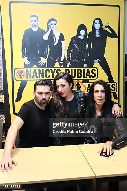 Miguel, Marta Vaquerizo and Mario Vaquerizo sign copies Of the Album 'Amigas' at Callao Fnac Forum at Callao Fnac Forum on May 6, 2014 in Madrid,...