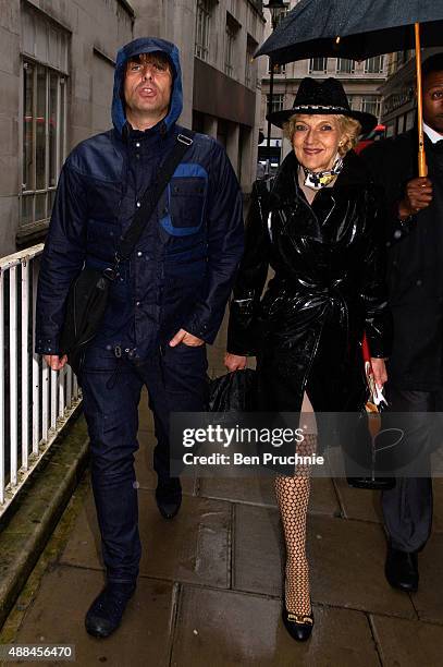 Liam Gallagher and Fiona Shackleton arrive at The Family Court on September 16, 2015 in London, England. The former Oasis front man met Nicole...