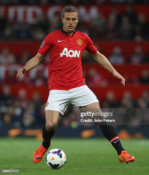 Nemanja Vidic of Manchester United in action during the Barclays Premier League match between Manchester United and Hull City at Old Trafford on May...