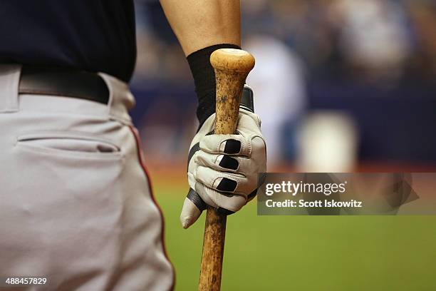 Detail shot of Josmil Pinto of the Minnesota Twins gripping the bat during the game against the Tampa Bay Rays at Tropicana Field on April 24, 2014...