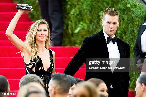 Model Gisele Bundchen and NFL player Tom Brady attend the "Charles James: Beyond Fashion" Costume Institute Gala at the Metropolitan Museum of Art on...