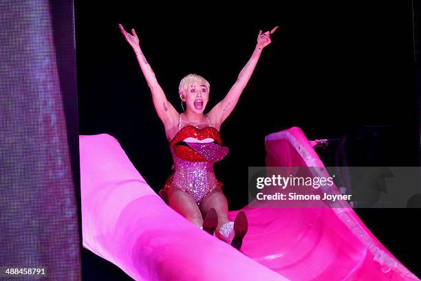 Miley Cyrus performs at 02 Arena on May 6, 2014 in London, England.