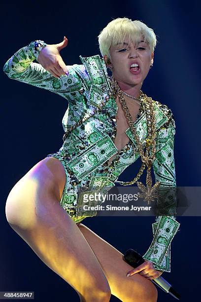 Miley Cyrus performs at 02 Arena on May 6, 2014 in London, England.