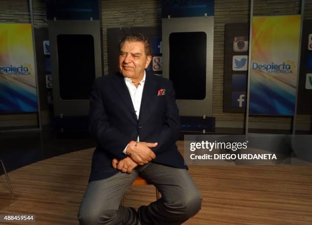 Chilean TV star Mario Kreutzberger sits in a studio at Univision, where his record-breaking TV show "Sábado Gigante" is taped, on September 15 in...