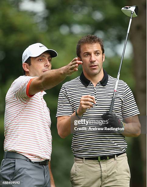 Francesco Molinari of Italy and Alessandro Del Piero, former Italy and Juventus footballer, are pictured together during the Pro Am prior to the...