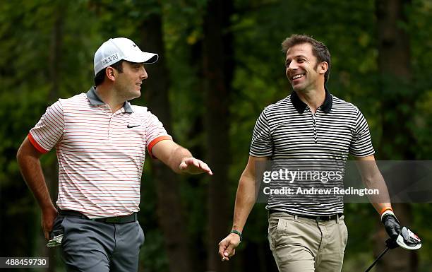 Francesco Molinari of Italy and Alessandro Del Piero, former Italy and Juventus footballer, are pictured together during the Pro Am prior to the...
