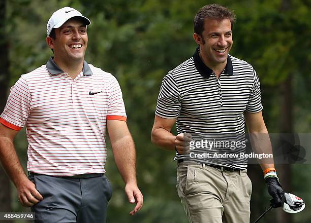 Francesco Molinari of Italy and Alessandro Del Piero, former Italy and Juventus footballer, are pictured together during the Pro Am prior to the...