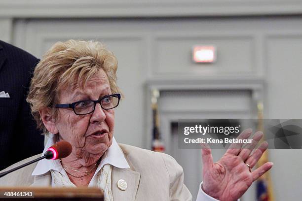New Jersey state Senator Loretta Weinberg attends a press conference after a hearing with Christina Renna, a former aide to Gov. Chris Christie, on...