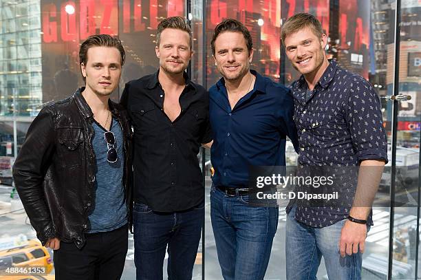 Jonathan Jackson, Will Chase, Charles Esten, and Chris Carmack of 'Nashville' visit 'Extra' at their New York studios at H&M in Times Square on May...