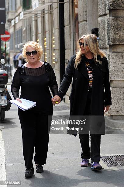 Mara Venier and Katia Ricciarelli are seen on May 6, 2014 in Milan, Italy.