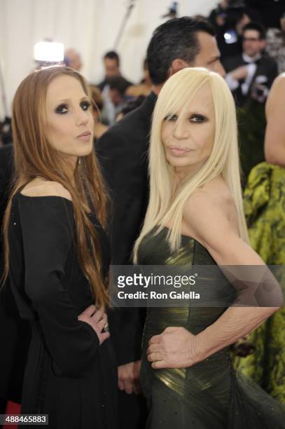 Allegra Versace and Donatella Versace attend 'Charles James: Beyond Fashion' Costume Institute Gala at the Metropolitan Museum of Art on May 5, 2014...