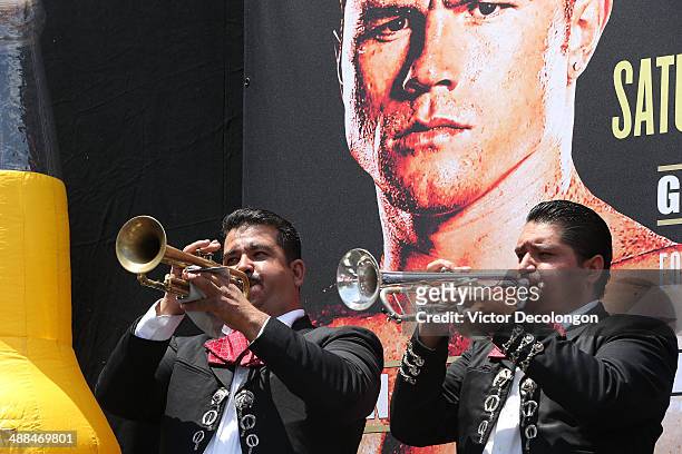 Mariachis play onstage prior to the press conference for Canelo Alvarez v Erislandy Lara on May 6, 2014 in Los Angeles, California.
