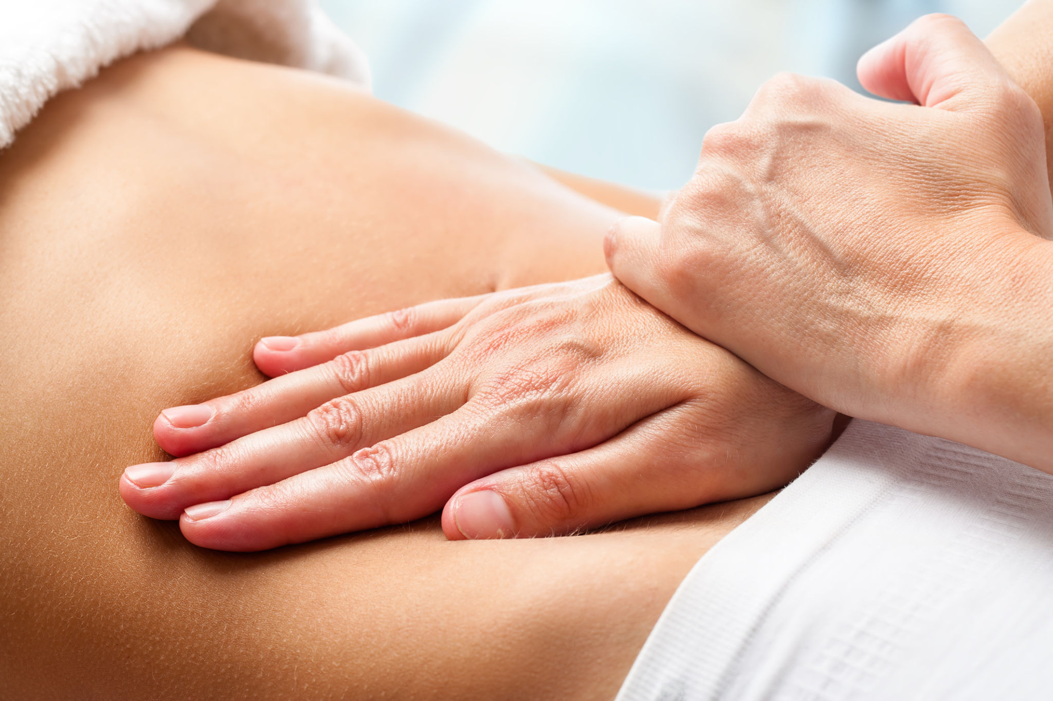 Osteopathic belly massage. Osteopathic belly massage.