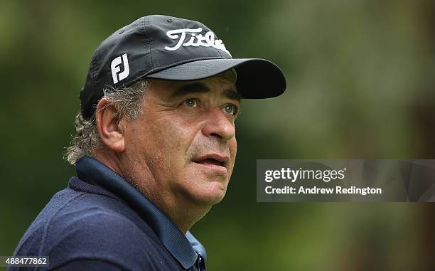 Costantino Rocca of Italy looks on during the Pro Am prior to the start of the 72nd Open d'Italia at Golf Club Milano on September 16, 2015 in Monza,...