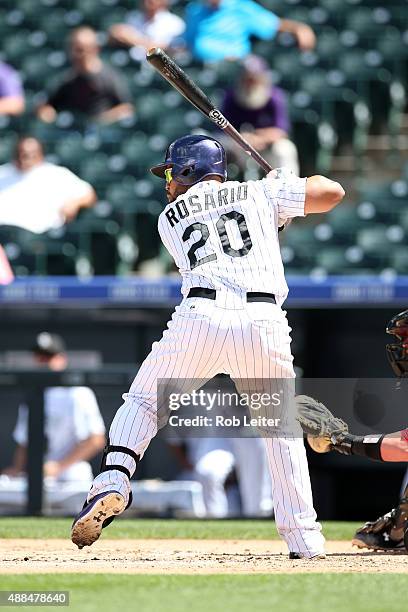 Wilin Rosario of the Colorado Rockies bats during the game against the Arizona Diamondbacks at Coors Field on September 1, 2015 in Denver, Colorado....